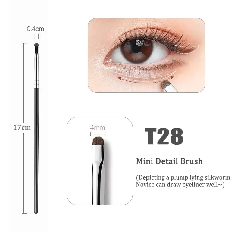 Detail Kleine oogschaduw Make-up kwasten Wenkbrauwborstel Platte fijne eyelinerborstel Hoogtepunten Smudge Zijderups Schaduwborstel Make-up tool