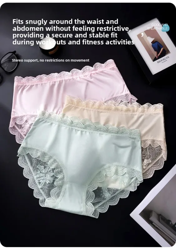 Men Sexy Luxury Ice Silk Briefs Scalloped Floral Lace Splicing 3D Contour Pouch Ultra Thin High Elastic Nightwear Underwear