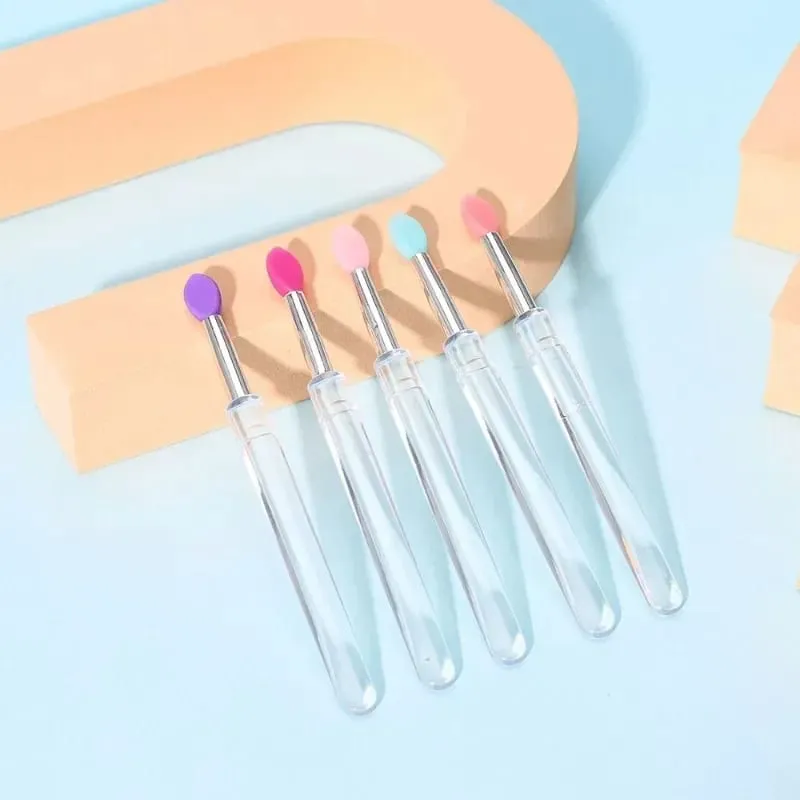 3/5/10 Buah Aplikator Stik Bibir Kuas Lipstik Silikon Lembut Pegangan Jernih Portabel Alat Kecantikan Lipgloss Microbrush Bersih