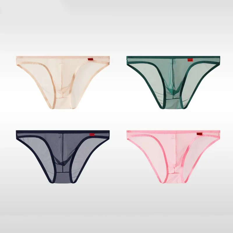 Men's Underwear Ultra-Thin Mesh Transparent Triangular Briefs Sexy Underpanties