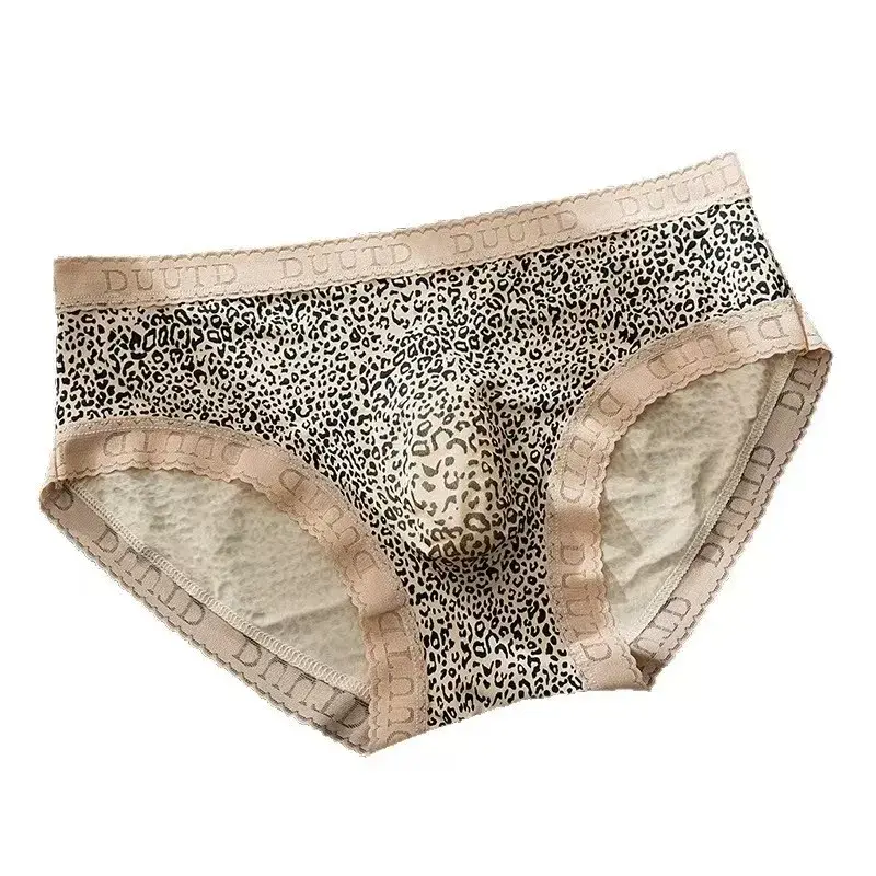 Men's French Lace Briefs Sexy 3D U Convex Pouch Underpant Summer Thin Ice Silk Breathable Underwear Low-rise See Through Panties
