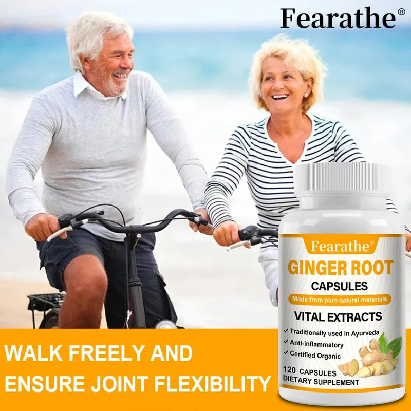 Organic Ginger Root Capsules 1200mg - with Black Pepper Extract For Joint Health Anti-Inflammation Muscle Immune Health