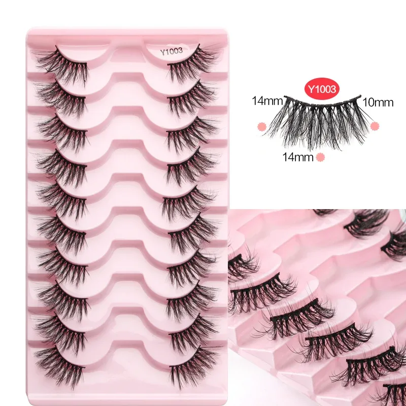 Half Eye Lashes Cat Eye Lashes 3/5/10 Ζεύγη ψεύτικες βλεφαρίδες Αφράτη απαλή φυσική εμφάνιση Clear Band 3D Mink Lashes Extension Μακιγιάζ