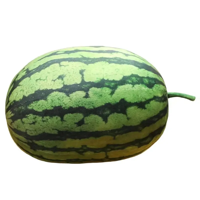 Soft Cotton Watermelon Plush Toy Round Oval Shape 3D Simulation Watermelon Stuffed Pillow Lifelike Funny Design