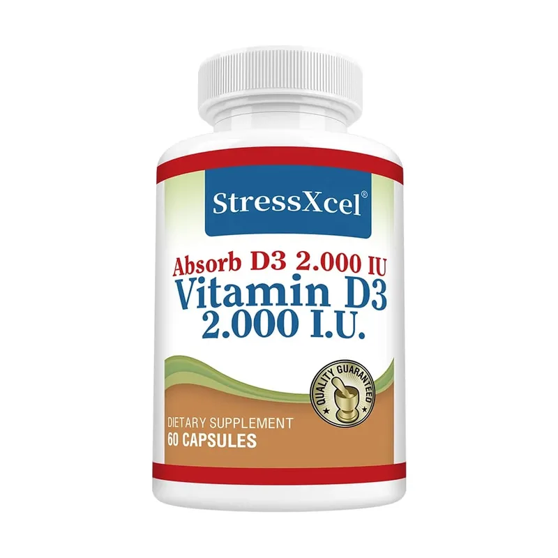 High Potency Vitamin D3 2000IU Capsules Immune Support Bone Health Muscle Function Whole-Body Wellness Non-GMO Gluten Free