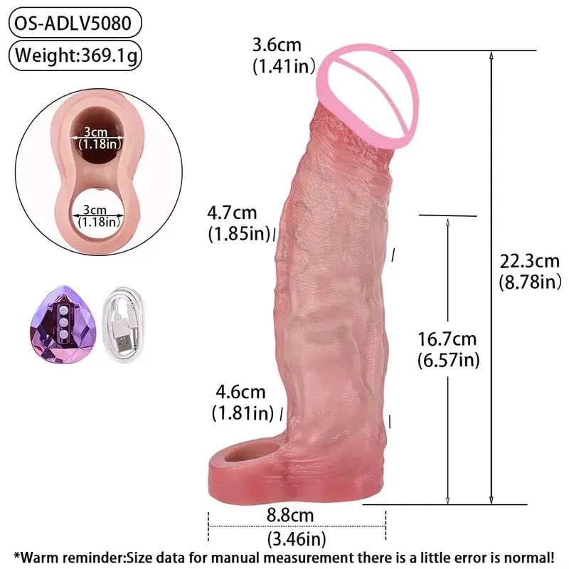 Consolador hueco realista con Control inalámbrico, funda de silicona suave para pene, condón, potenciador de pene masculino, retardante de eyaculación, Juguetes sexuales