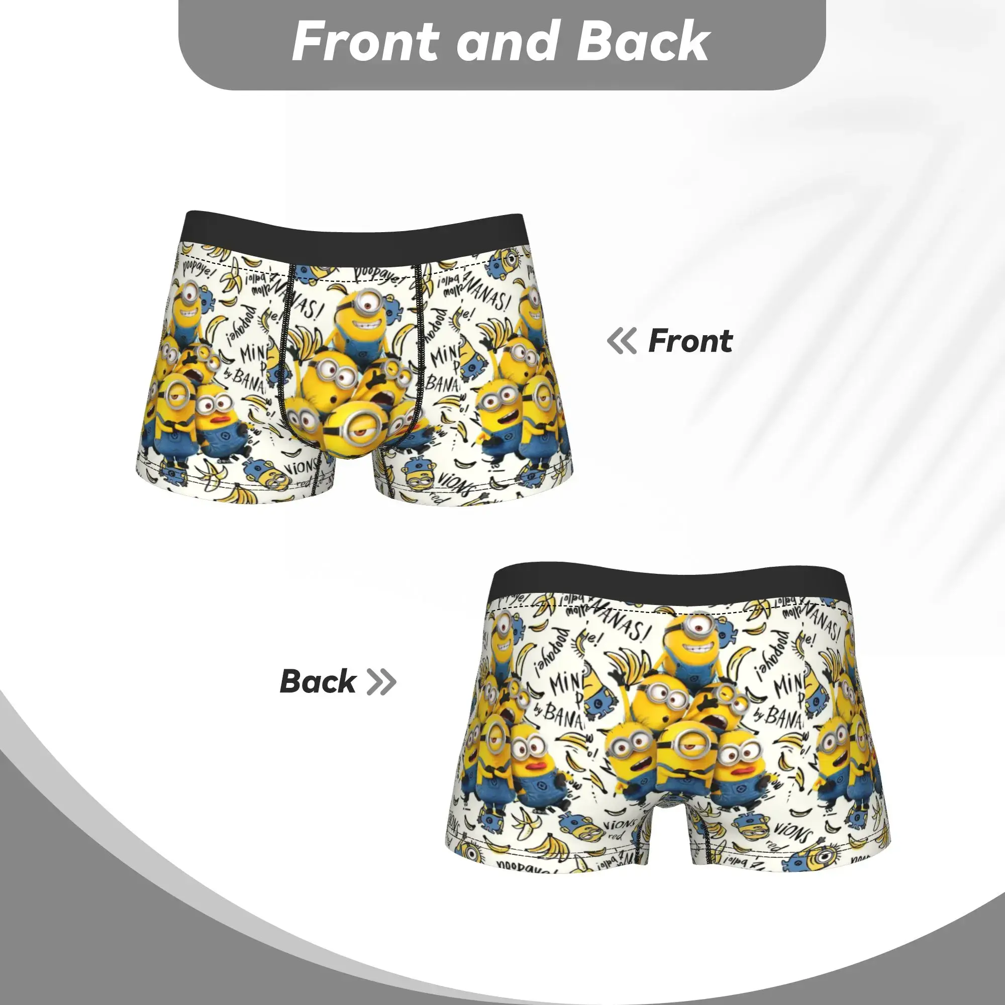 M-Minions Boxershorts 3D Pouch Underwear High Quality Customs Boxer Brief Comfortable Males Panties Plus Size