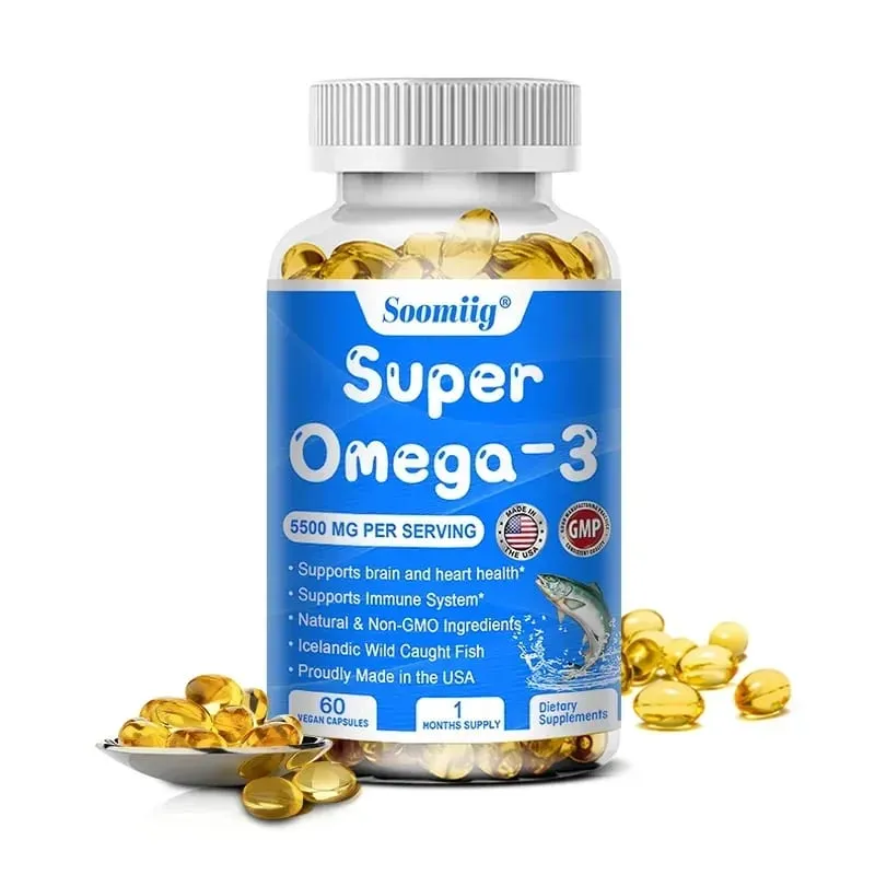 Triple Potency Capsules Omega-3 Fish Oil + DHA + EPA-Sinusuportahan ang Pinagsanib na Utak at Kalusugan ng Mata na Pinahuhusay ang Immune Function Antioxidant