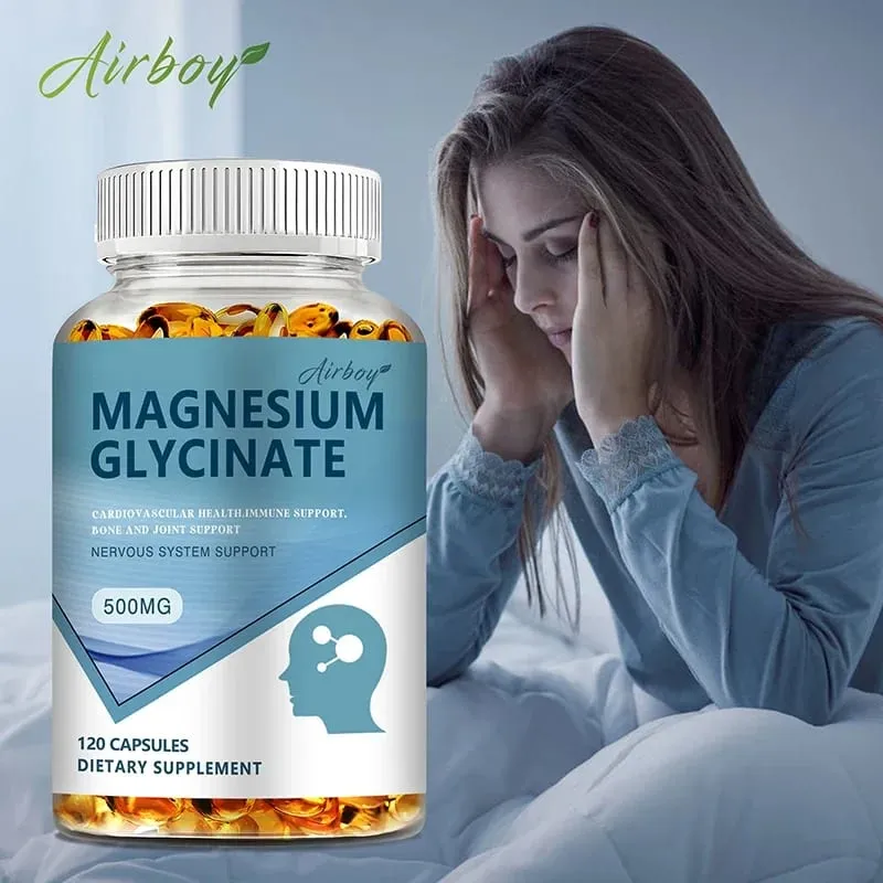 Magnesium Glycinate - Nerves System Improve Mood Nervous Muscles Recovery Heart Health Sleep Quality Support