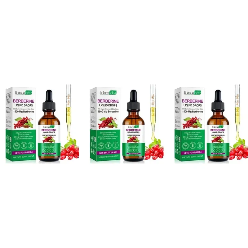 Holmanlabs Berberine Liquid Drops with Ceylon Cinnamon and Bitter Melon Digestive Health Support 1500 Mg Vegan Non-GMO 60 ML