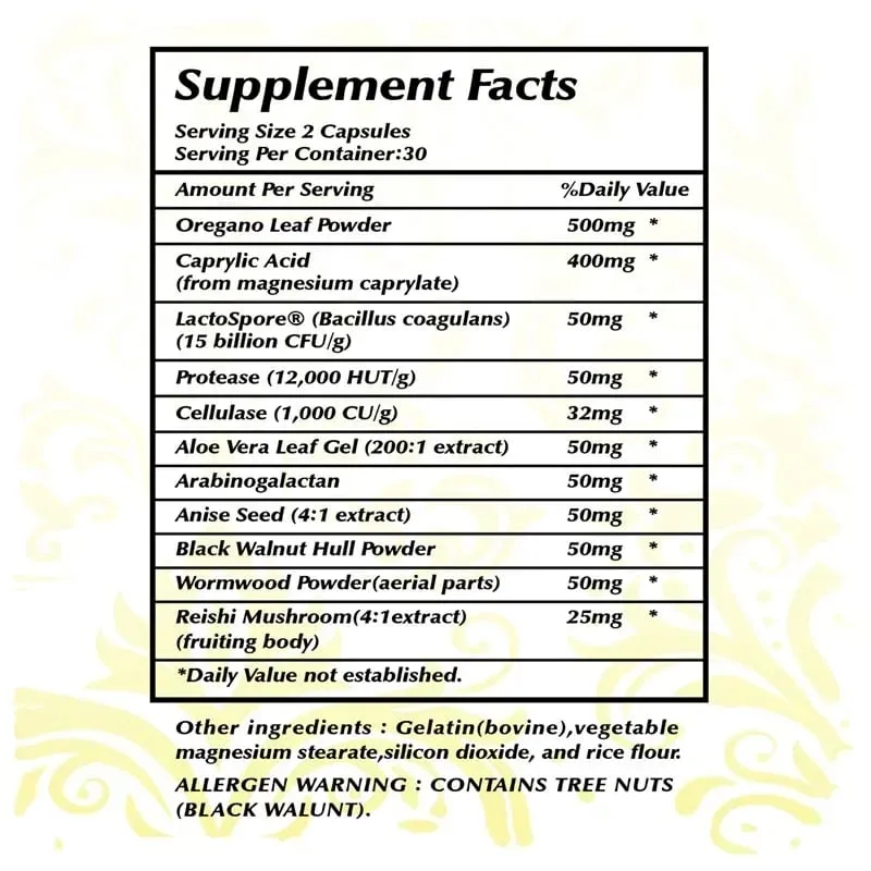 Candida Cleanse - Nagtataguyod ng Intestinal Cleansing at Detoxification Nagpapabuti ng Digestion at Pinapaginhawa ang Constipation at Bloating