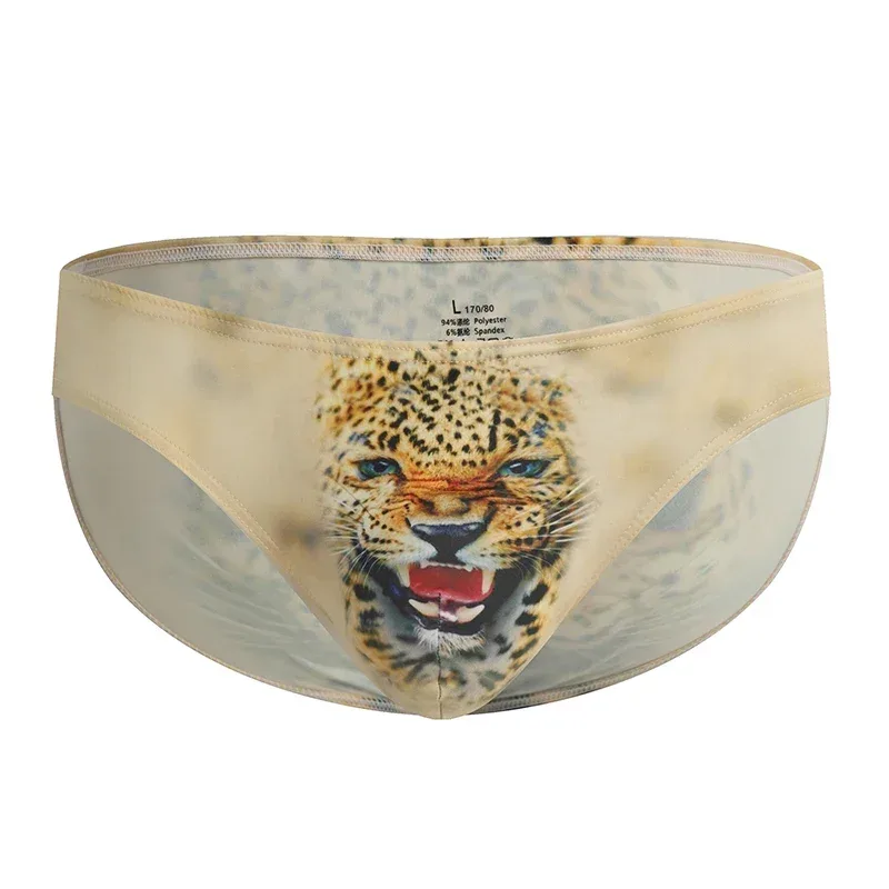 3D Animal Print Men's Briefs High-Quality Breathable Stretch Underwear for Men Slip-On Comfortable Male Panties