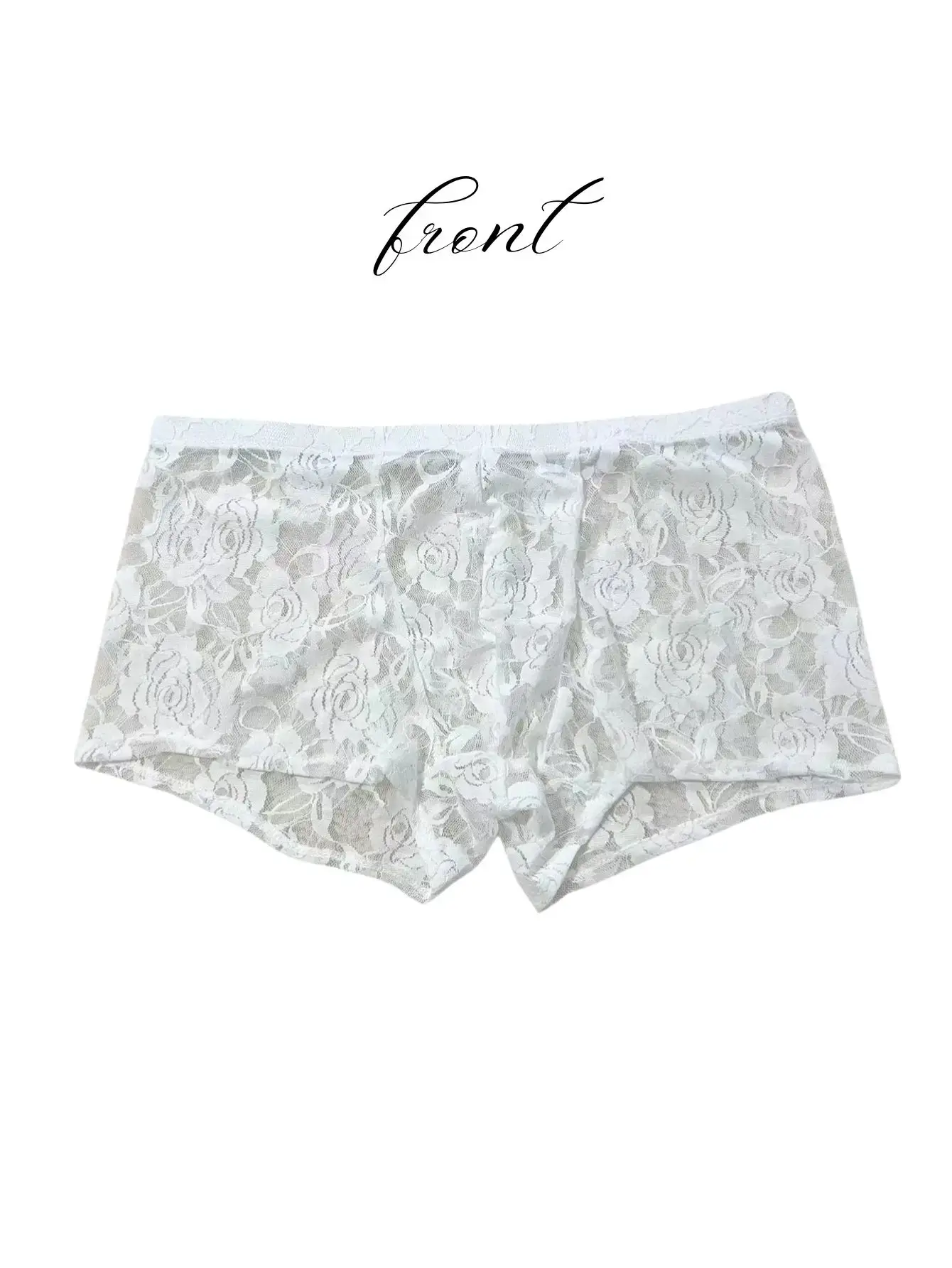 1 peça moda masculina novo design bordado de renda sexy, renda transparente de alta elasticidade roupa íntima de canto plano, sexy, seda gelada 3256811662670417