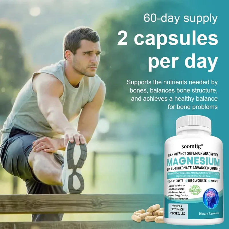 L-Threonate+Glycinate+Malate Magnesium - Βελτιώνει την ποιότητα του ύπνου Υποστηρίζει τη μνήμη και τη γνωστική λειτουργία Προωθεί την υγεία του εγκεφάλου