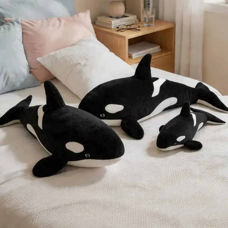 Δώρο βελούδινο μαξιλάρι Orca Killer Whale 50/70 εκ. Μαλακό μαξιλάρι με ριχτάρι λευκής φάλαινας Καναπές κρεβατοκάμαρας Δώρο βελούδινο μαξιλάρι