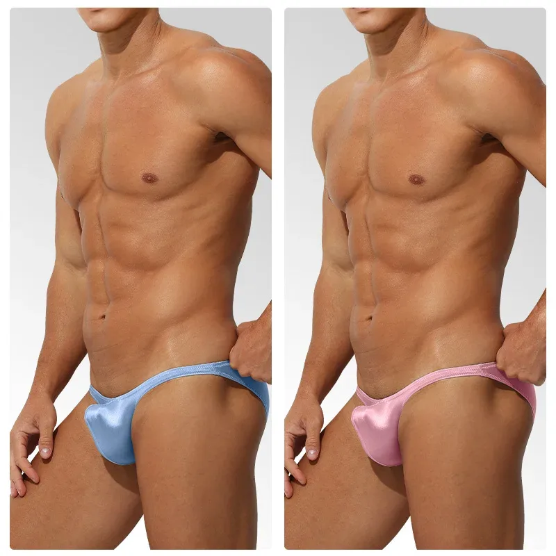Low Waist Ice Silk Satin Men's Underwear Tight Fit Sport StyleJJ Boosting Luxury Sensual Briefs Youth Nylon Spandex