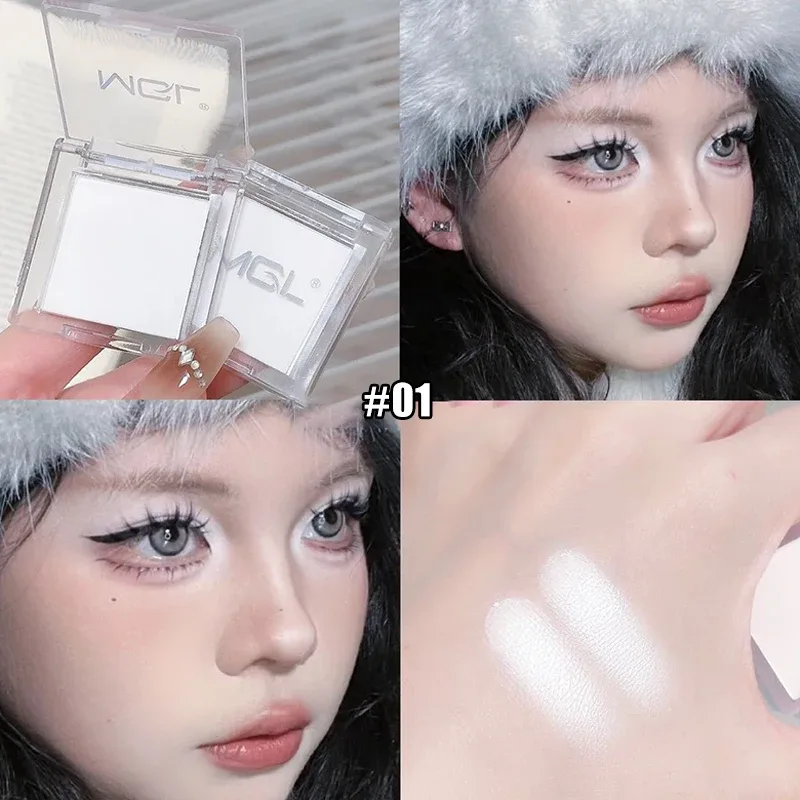 Ματ λευκή μονόχρωμη παλέτα σκιών ματιών Natural 3D Brightening Eyeshadow Highlighter Powder μακράς διαρκείας παλέτα μακιγιάζ ματιών