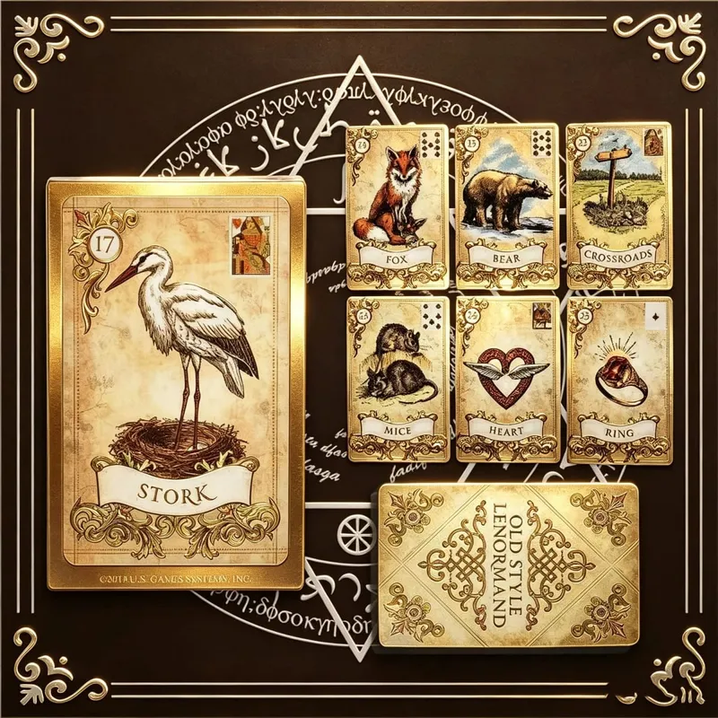 כרטיסי Lenormand בסגנון ישן - חפיסת אורקל וינטג' למשחקי עתידות ושולחן