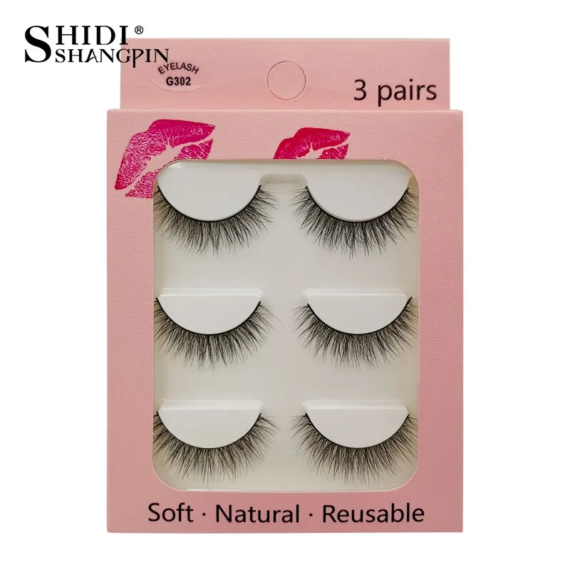 Faux Cils 3 Pairs Ψεύτικες Βλεφαρίδες Φυσικές μακριές 3D Βιζόν Βλεφαρίδες Απαλές Αφράτες Χειροποίητες Ψεύτικες Βλεφαρίδες Εργαλεία Μακιγιάζ Ματιών Maquiagem