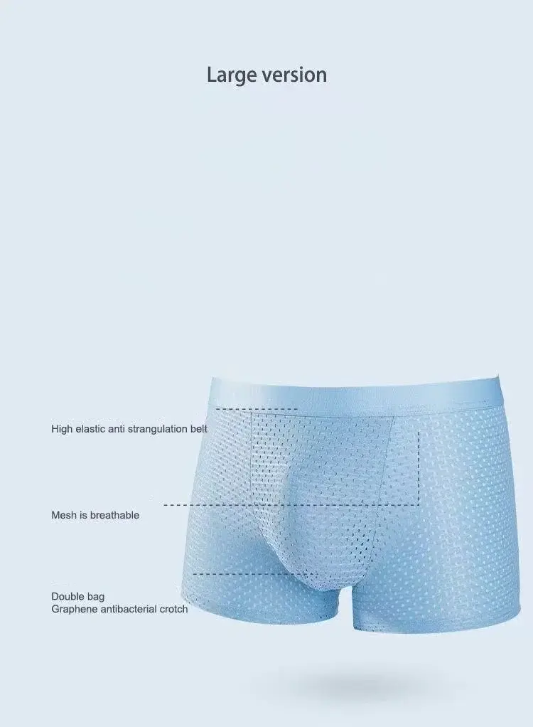 5pcs Men's Underwear Ice Silk Mesh Men Boxer Shorts Plus Size Panties Sexy Men Boxer Summer Breathable Light Thin Underpants