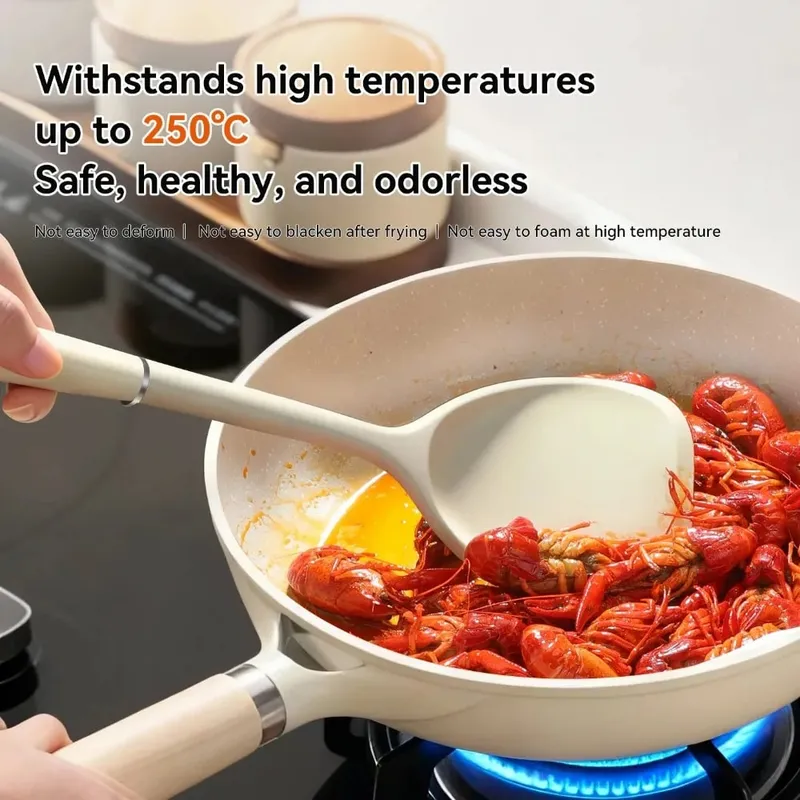 Új, továbbfejlesztett konyhai edény 3 részes készlet - Szilikon spatula rizs és leveses kanál hőálló, tapadásmentes főzőeszközök