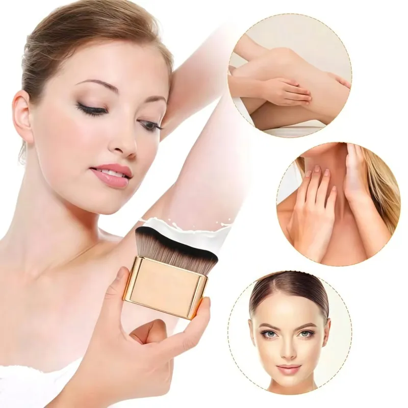 1 kuas alas bedak rose gold untuk tanning blending foundation blush on eyeshadow bronzer dan alas bedak pada wajah dan leher dengan bulu ujung tinggi dan rendah