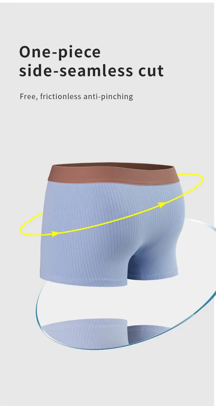 MiiOW 3Pcs Men's Striped Funny Boxer Shorts Underwear Antibacterial Crotch Underpants Man Breathable Cotton Lingerie Panties