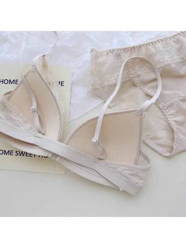 Push Up melltartó kis mellekhez - Elöl Csipke Bralette Wireless Demi Triangle Cup Szexi fehérnemű Vékony Demi Cup Kis mellkas