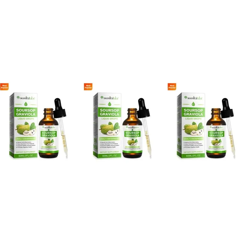 AcentiLabs Sirsak Graviola Tetes Cair Vitamin C Mendukung Kesehatan Pencernaan Sistem Kekebalan Tubuh Pertahanan Radikal Bebas 60ml untuk Dewasa