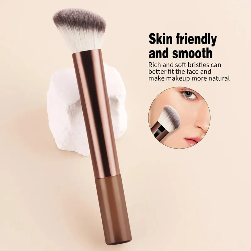 8 Buah Set Kuas Rias Kopi Coklat Kuas Eyeshadow Foundation Perona Pipi Bedak dengan Puff Segitiga