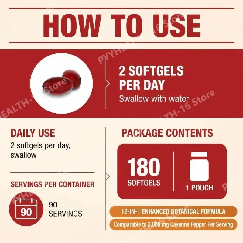 Docteat Cayenne Pepper 12-in-1 Softgels Immune Health and Bone Support with Berberine and Black Pepper Extract 180 Softgels