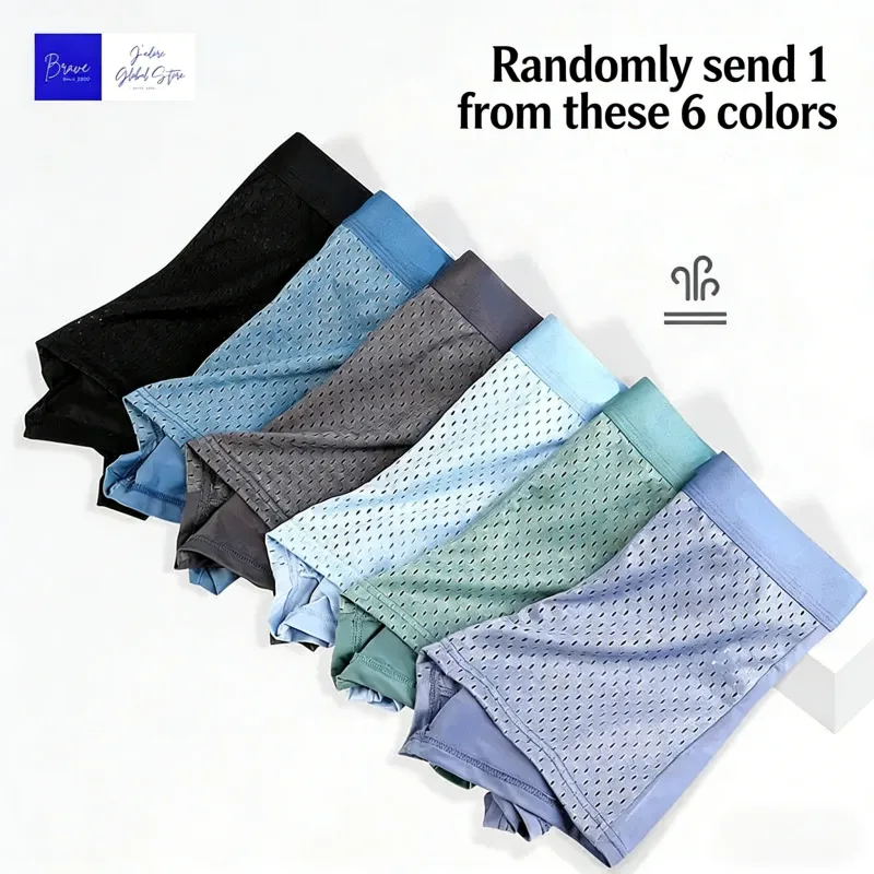Gümrükleme erkek Buz Ipek Örgü Boxer Külot Rastgele Tarzı Sandıklar Nefes Çabuk Kuruyan spor iç çamaşırı Boxershorts Erkek Iç Çamaşırı