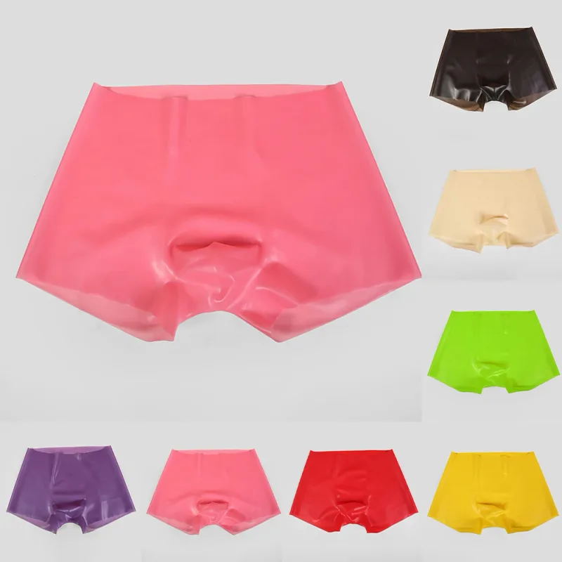 Mens Latex Boxer Briefs Underpants See-Through Rubber Safety Panties Low Waist Seamless Underwear for Sensory Appeal