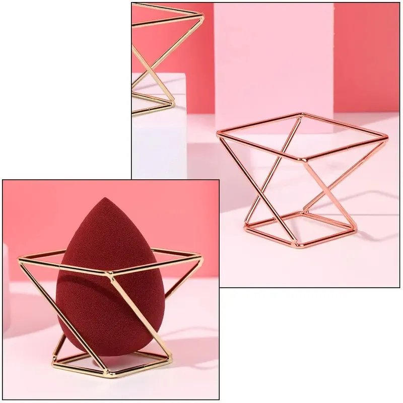 1 st metall sminksvamphållare sminkpuffställ Mixerförvaringsställ svamptorkställshållare sminkborstar pufftorkningsverktyg