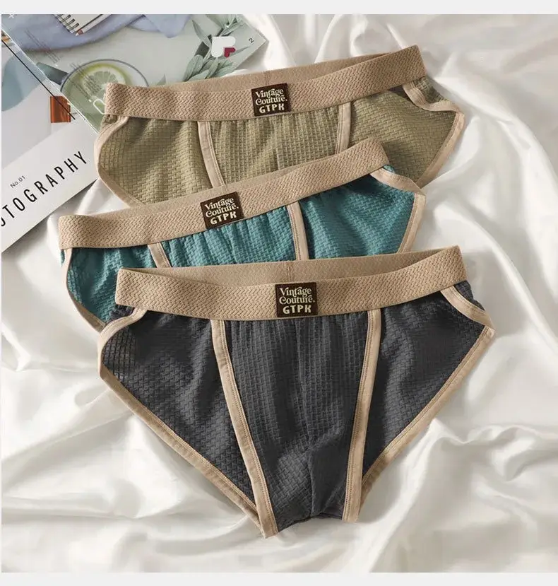 3 pcs Vintage Men High Cut Nylon Briefs Ice Silk Mesh Cool Underpants Soft Breathable Quick Dry Mens Underwear