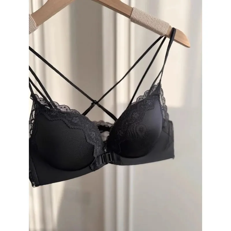 Leopárdmintás elülső gombos melltartó szett Push Up vékony női, hát nélküli szexi fehérnemű bulizáshoz, mellszobor, S-XL