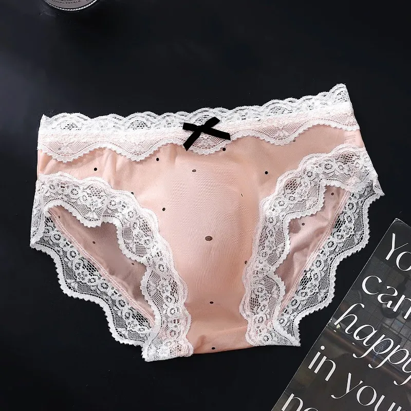 Men Sexy Lace Briefs Sweet Women Style Panties for Men Mid Waist Sheer Ice Silk Seamless Underwear Stretch U Convex Underpant