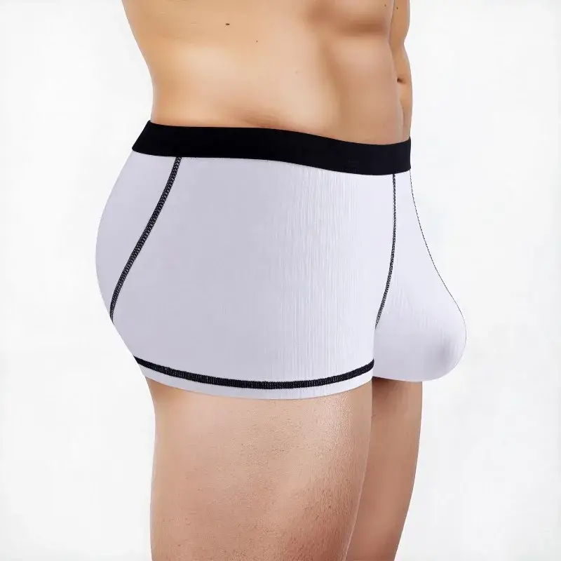 Men's Large Scrotal Pouch Underwear Stretch Solid Low Rise Boxer Shorts Breathable U Bugle Pouch Underpant Comfortable Trunk