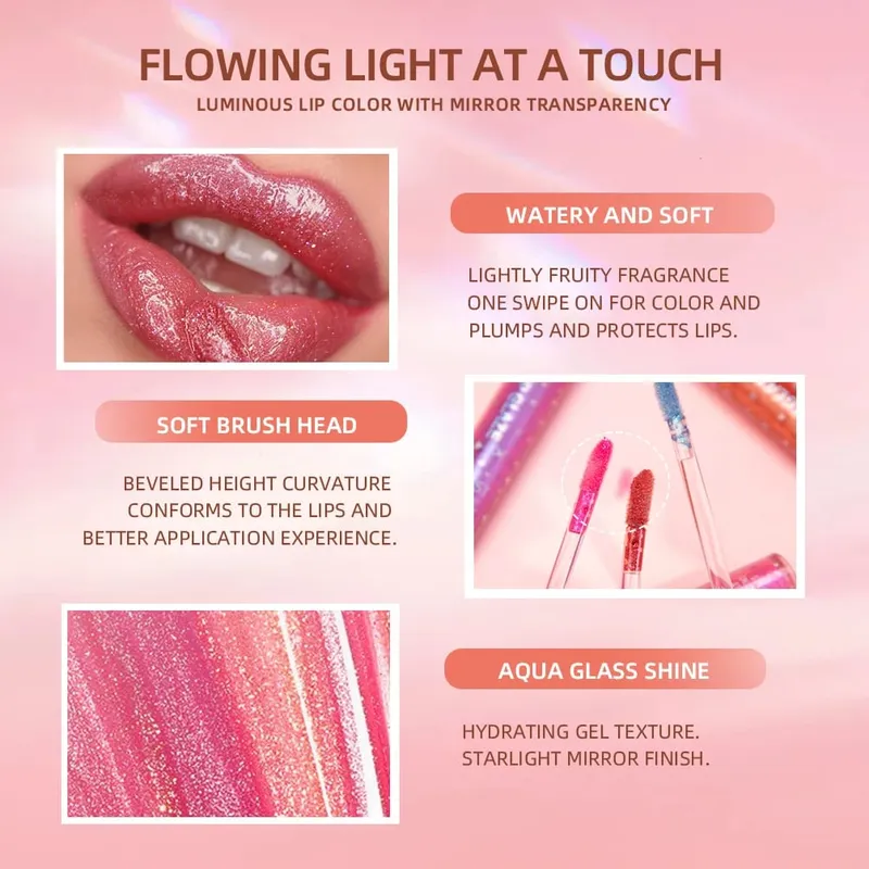 Σετ 9 χρωμάτων Shimmer Lipgloss Lasting Glitter Liquid Lipstick Moisturizing Lugminous Lip Gloss Makeup Shiny Lip Glaze Kit