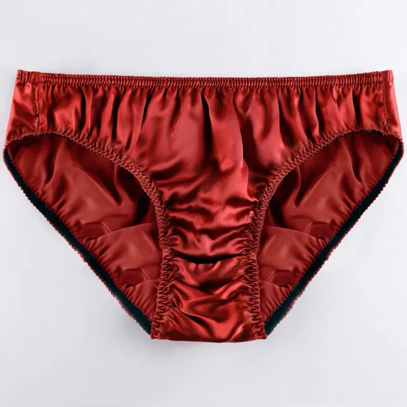 100% Mulberry Silk Men Sexy Underwear Wrinkle Briefs Breathable Male Panties Pure Silk Trigonometric Soft Man Underpants Summer