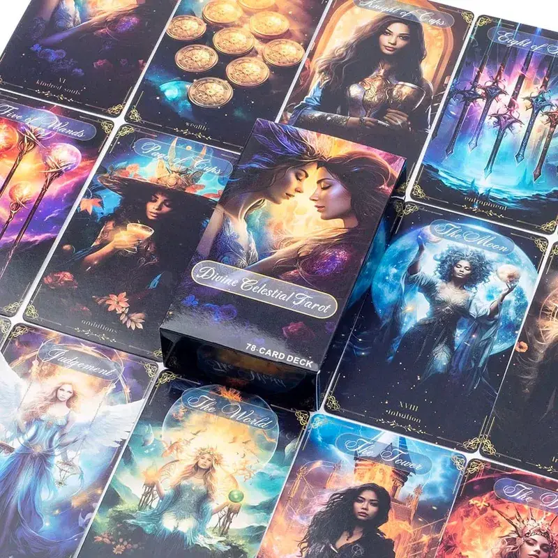 Divine Celestial Tarot Cards 78 Card Deck 10,4*6,1CM for Mantelling Gathering and Divination Επιτραπέζιο παιχνίδι