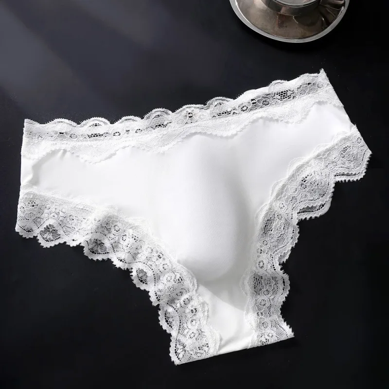 Men Panties For Men Lace Trim Briefs Breathable High Elastic 3D Convex Pouch Underpant Sexy Thin See Through Underwear