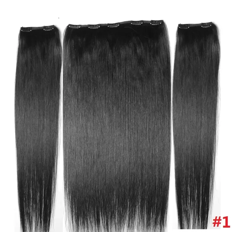 קליפס-אין 100% ברזילאי אנושי תוספות שיער 16"-28" שלוש חתיכות 3 יחידות סט 100 גרם-200 גרם 1x25 2x10 טבעי ישר