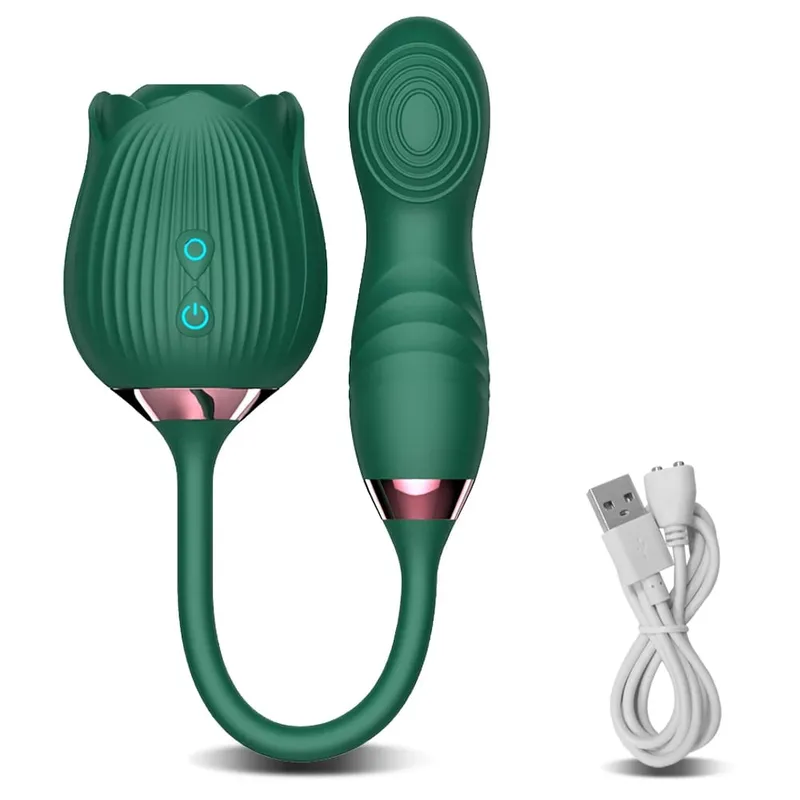 Rose-Sucking Thrusting Dildo Vibrator για γυναίκες Διεγέρτης κλειτορίδας θηλής Δόνηση γλώσσας αυγού που γλύφει κλειτορίδα Sucker σεξουαλικά παιχνίδια