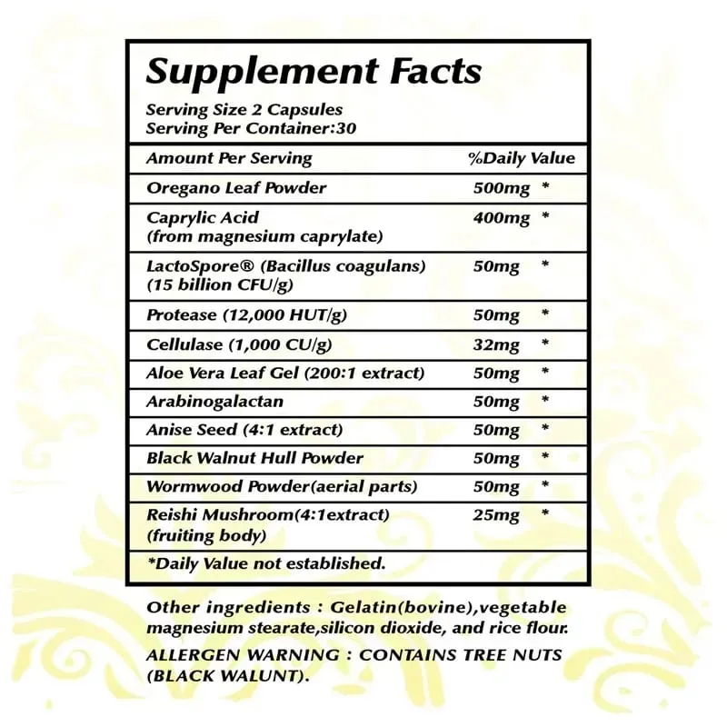 Candida Cleanse - Intestinal and Colon Support Cleansing & Detoxification Improves Digestion Enhances Nutrient AbsorptionSupp