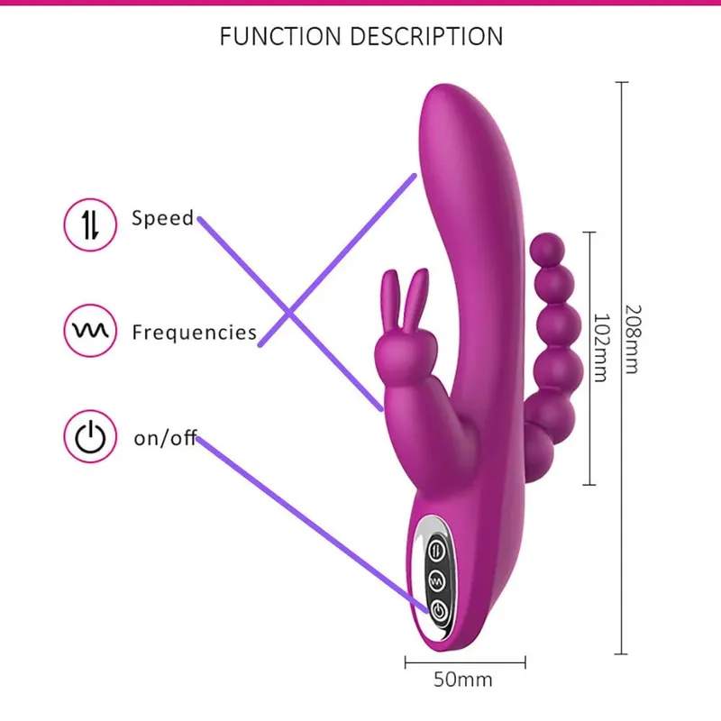 12 Λειτουργίες G Spot Rabbit Vibrator Clitoral Stimulator Πρωκτικό μασάζ τριπλής καμπύλης Πρωκτικές χάντρες Παιχνίδια σεξ για γυναίκες Ζευγάρια Dildo