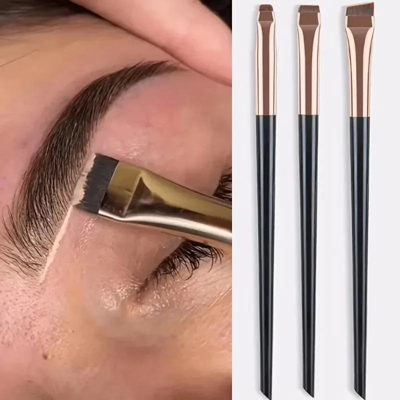 Set Kuas Eyeliner & Alis 3 Bagian - Ujung Sangat Halus & Datar untuk Kontrol Yang Tepat Aplikasi Riasan Presisi Berkualitas Tinggi