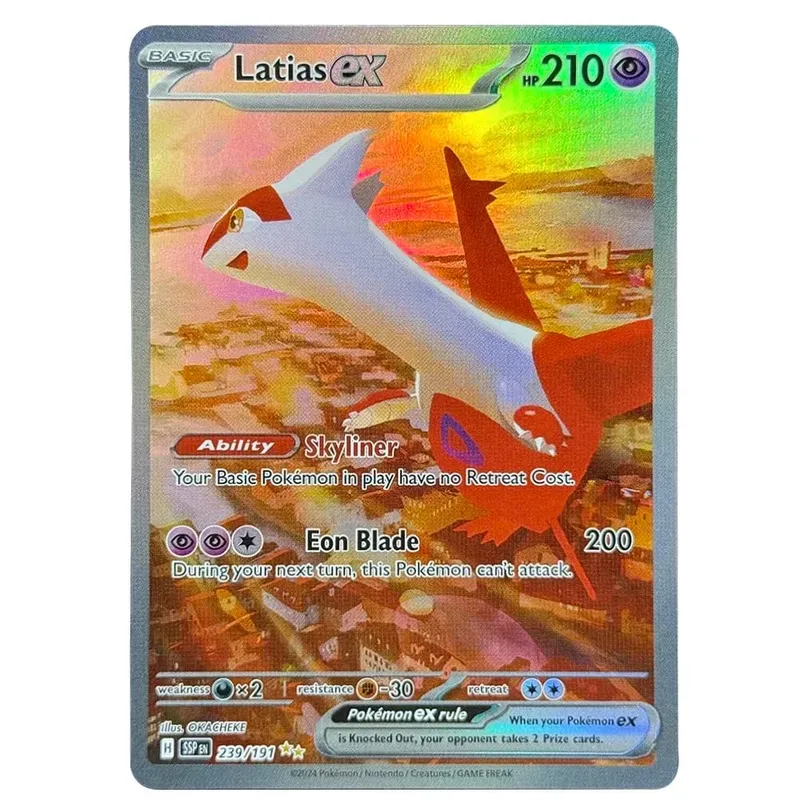 PKM אנגלית כרטיס בודד מתגבר ניצוצות Latios Hydreigon Pikachu Milotic Kingdra משחקי מסחר קולקציית PTCG Proxy Toys מתנות