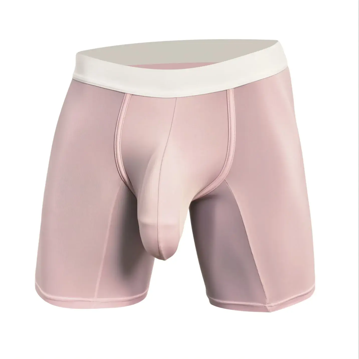 Men Ice Silk Boxer Briefs Deep U Convex Pouch Breathable Cool Quick Dry Sports Running Underwear Anti Chafe Seamless Underpants