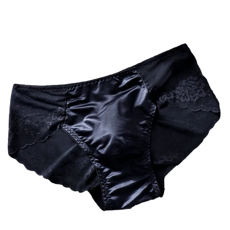 Men Lace Briefs Seamless Ice Silk Briefs Underwear 3D Bulge Pouch Low Waist Gay Panties